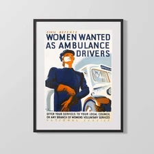 Vintage War Poster - Women Ambulance Drivers - Roll With It