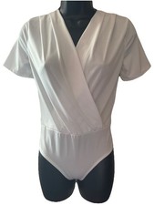 ABN Women s Wrap-Front White Top Bodysuit Size S