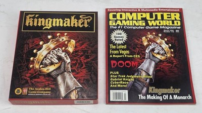 Kingmaker BIG BOX & Computer Gaming World Mag Feature 1994 PC 3.5'' Avalon Hill