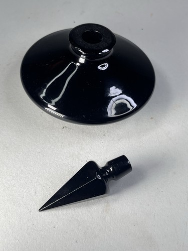 Vintage Black Glass Perfume Bottle with Pointed Prism Stopper, 4.5" - Picture 3 of 7
