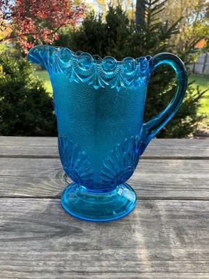 Westmoreland Blue Shell & Jewel Water Pitcher Early American Pattern Glass