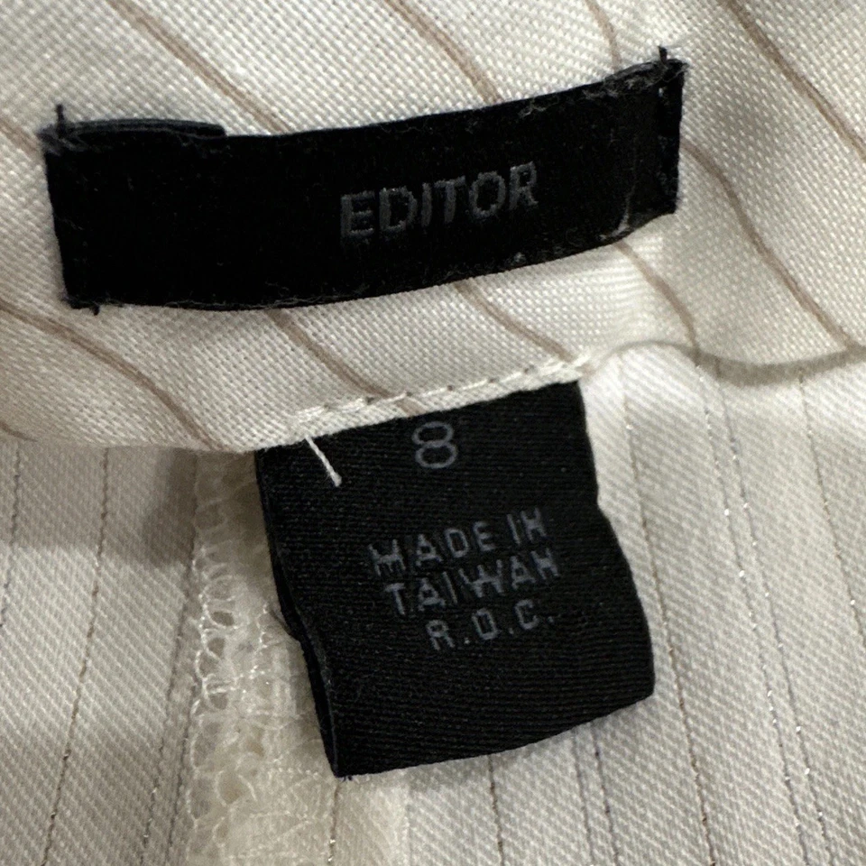 Express Editor Pants Womens 8 Ivory Metallic Stripes Stretch Bootcut Low Rise - Image 3 of 4