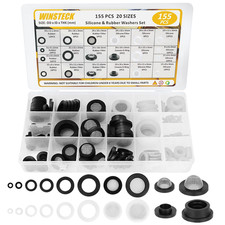 Rubber Silicone Washer Kit 155 PCS 20 Sizes Garden Hose Faucet Shower Repair
