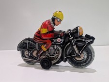 Vintage Tin Toy Friction Motorcycle Joseph Wagner West Germany Dunlop Cord