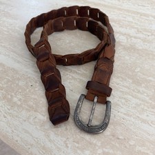 Levi Strauss Co Unisex Brown Braided Linked Laced Soft Leather Belt Size 38/95