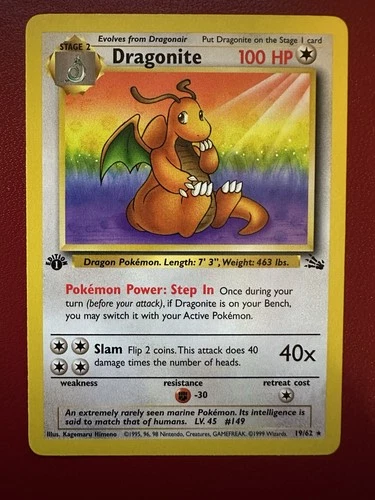 Pokémon TCG Dragonite 19/62 Fossil 1st Edition Rare Non-Holo Card