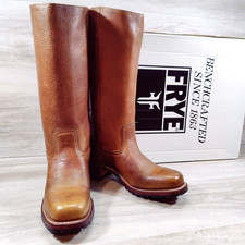 VTG Frye Campus 14L Boots Women 9 M Brown Pebbled Lug Square Toe Western