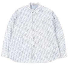 Christian Dior Men's Shirt Cotton Oblique Long Sleeve Denim Indigo Blue Size 45