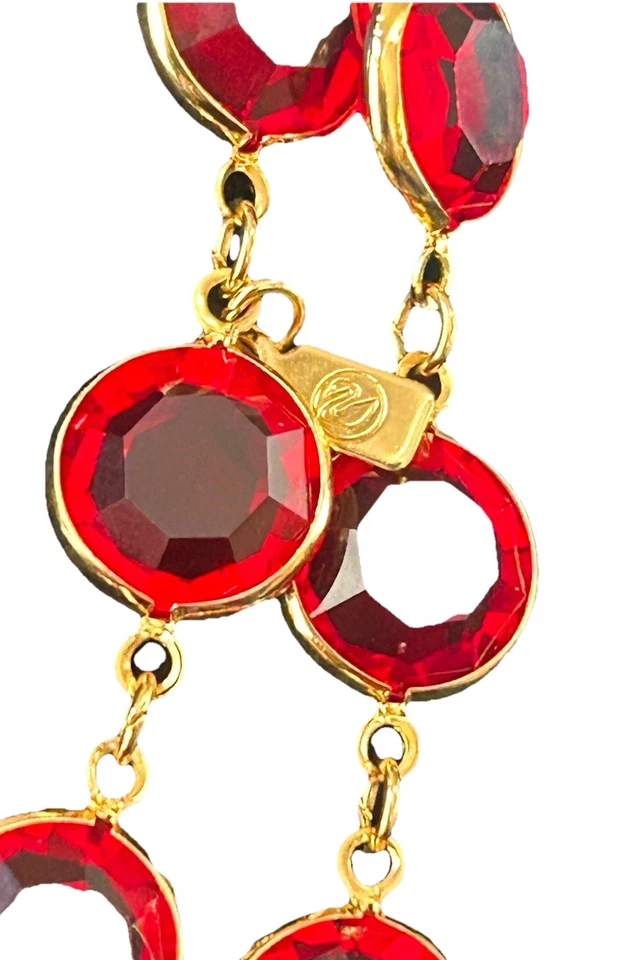 🌟RARO Collar Riviera Rojo Cristal Swarovski ENDLESS 47-Firmado Cisne🌟 Foto 2 de 4