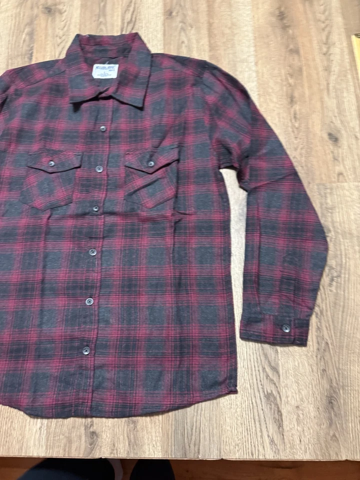 Camisa Mission Ridge, Para Hombre Talla Grande, Roja Negra A Cuadros Manga Larga Abotonada Foto 4 de 4