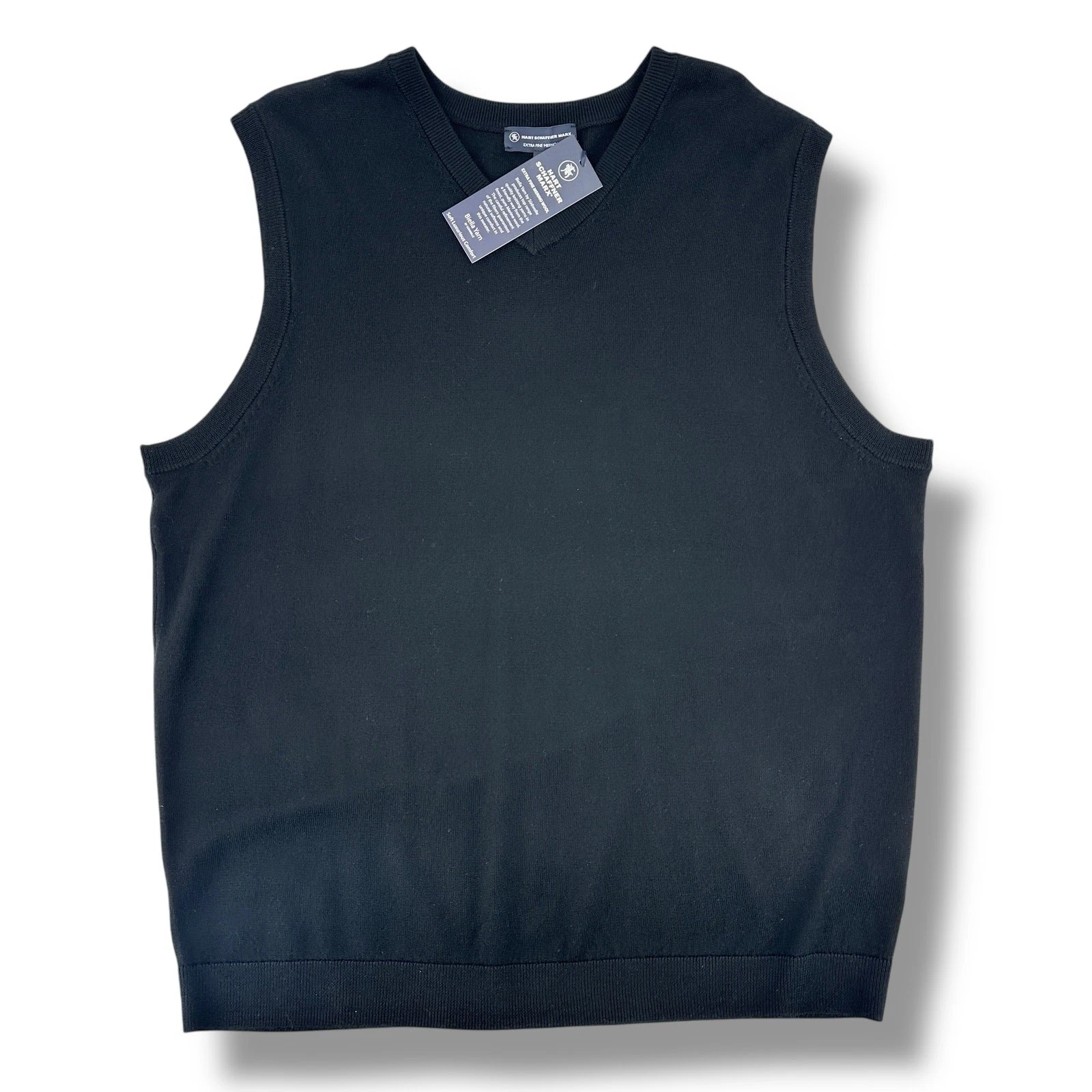 Hart Schaffner Marx Extra Fine Merino Wool Sweater Vest Mens Size 2XT Tall Black