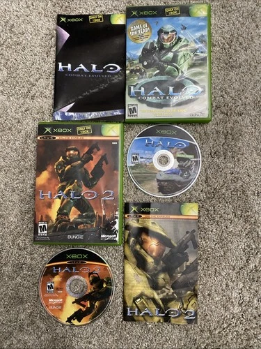 Lot of 2 Halo 1 & Halo 2 for Original Xbox Complete w/ Manuals CIB Tested