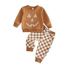 Toddler Baby Halloween Outfit Boy Girl Pumpkin Patch Crew Sweatshirt and