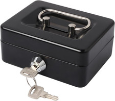 Small Cash Box with Lock and Slot, Money Box for Cash, Piggy Bank for Kids, Bla