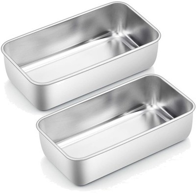 Loaf Tin Set of 2, Stainless Steel Bread Baking Mould, King Cake Mould for Br...