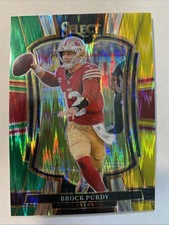 2025 Panini Select - Premier Level Brock Purdy #117 Green & Yellow Shock Prizm