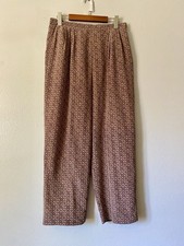 Talbots Petites Women  s Multicolor Geometric Print Pure Silk Pants size 12