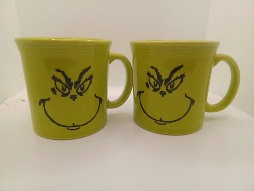 Fiesta Ware Lemongrass Coffee Mug HLC USA Set Of 2  Retired  “GRINCH”