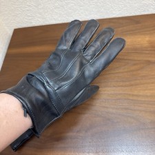 Women  s Gloves 100 Genuine Lambskin Leather Lined Black Sz L Driving Walking