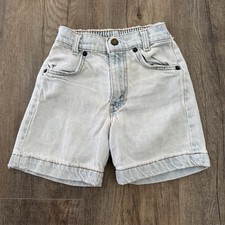 Vtg 90s Levis 512 Denim Jean Shorts Kids Youth 7 Relaxed Fit Blue Orange Tab USA