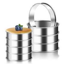 8Pcs Crumpet Rings, 4 3.15 Inches Nonstick English Muffin Rings, Stainless S...