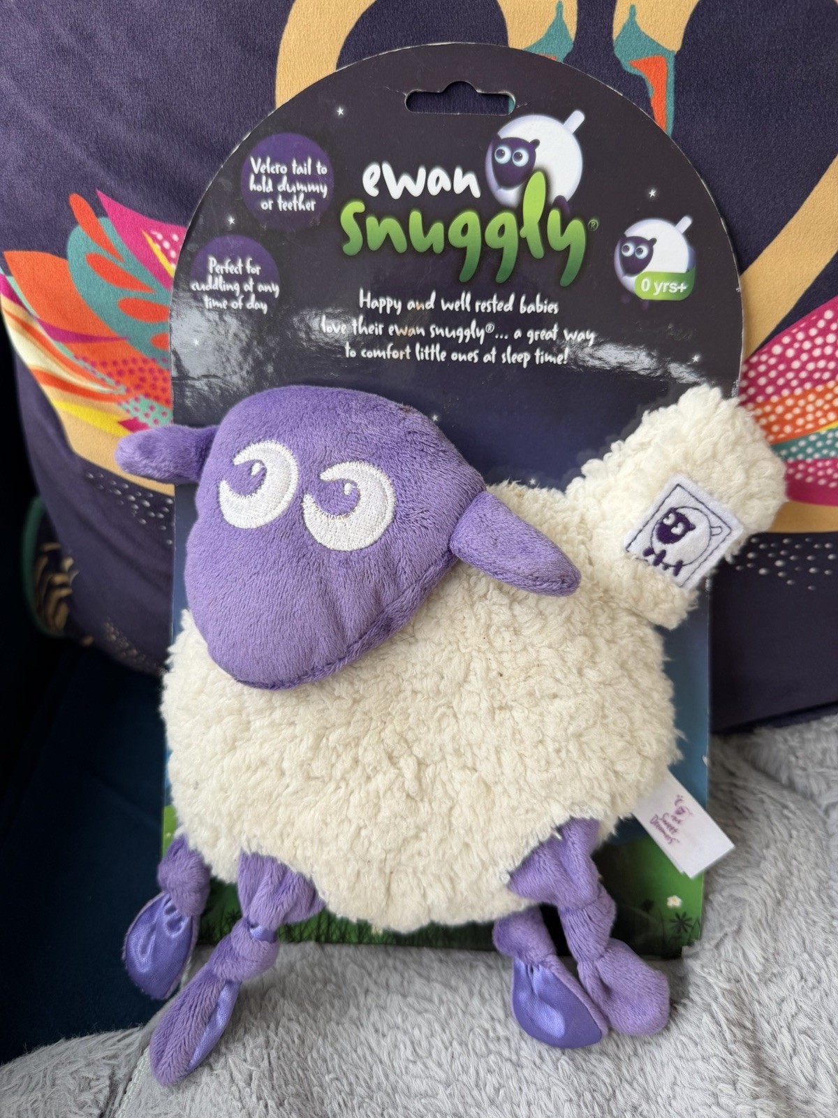 Ewan The Dream Sheep Snuggly Comforter purple plush toy Lamb bnwt