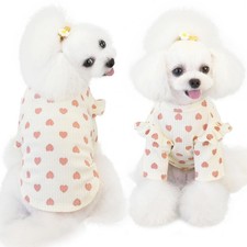 Dog Clothes for Small Medium Dogs Girl Heart Print Cat Tee Shirt Spring Summe...