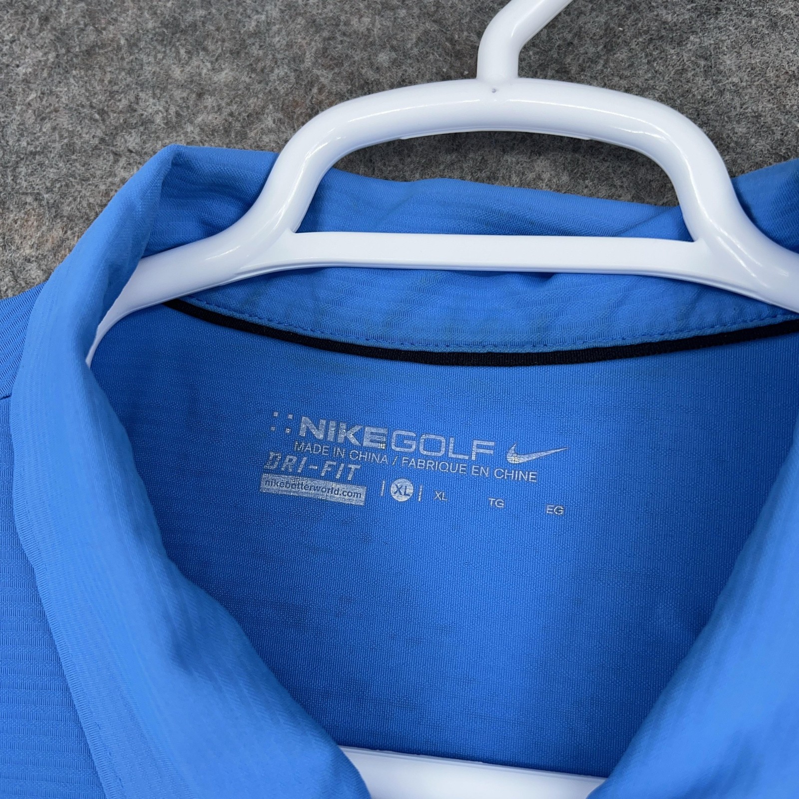 Nike Golf Dri-FIT Polo Shirt Mens XL Blue Mauser Logo Stretch Performance thumbnail 3