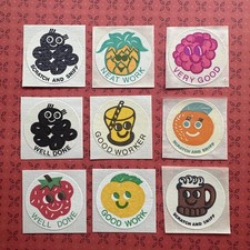 vintage 70s scratch sniff sticker 77 CTP LOT Strawberry Raspberry