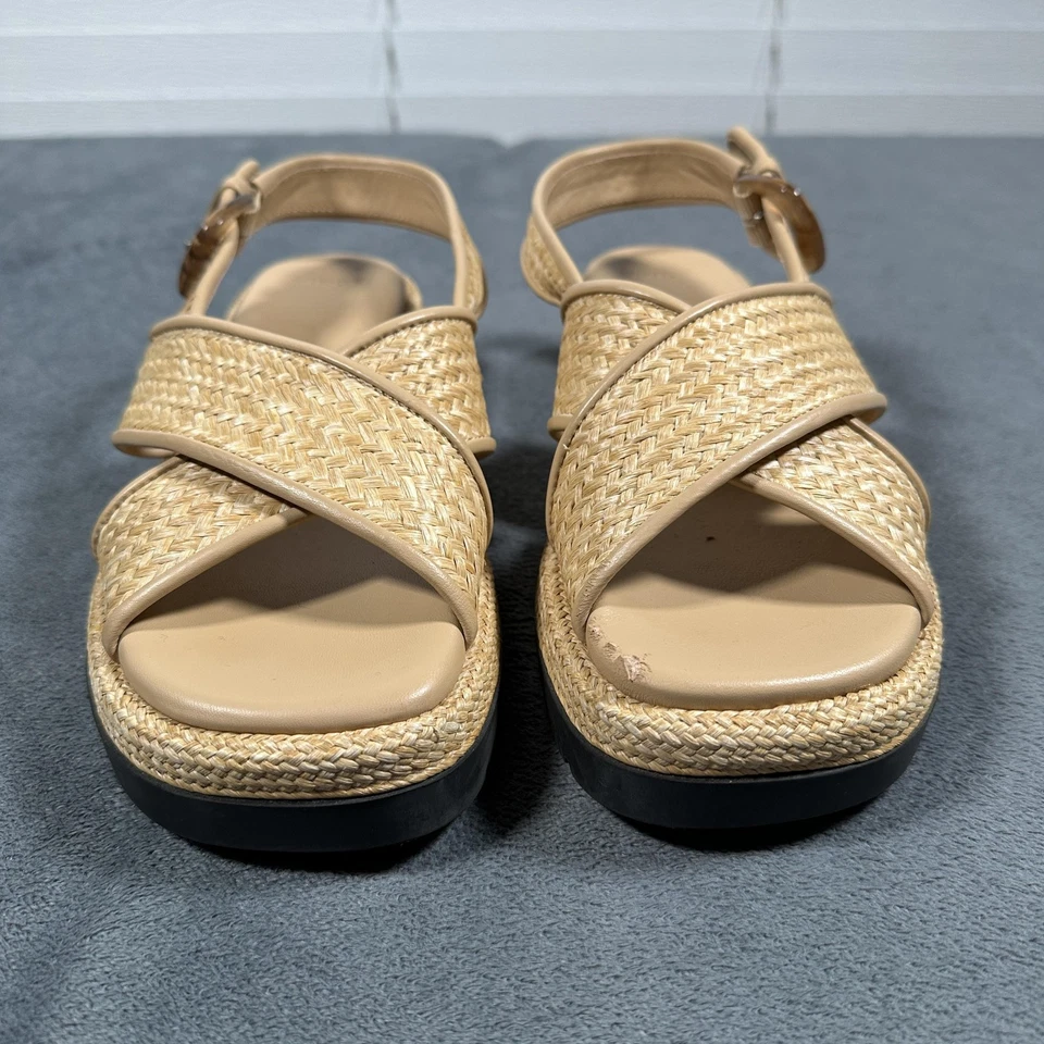 Vince Zapatos Mujer Talla 7.5M Tejido Plataforma Sandalias Helena Rafia Hebilla Alpargata Foto 2 de 4