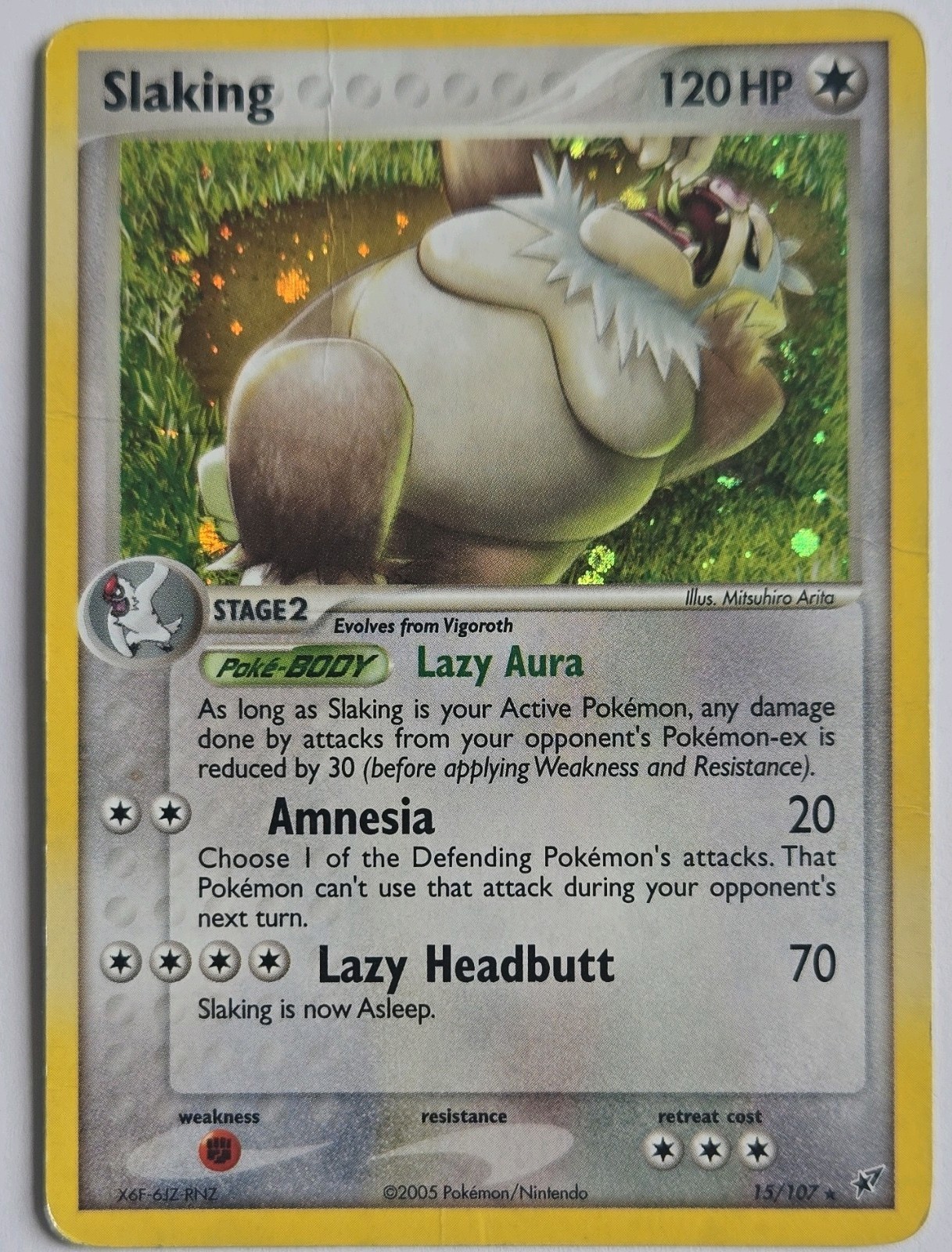 Pokémon Slaking EX Deoxys Holo Rare 15/107 120 HP English 2005 Vintage Card
