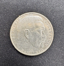 Silver .625- 1939 WW2 - German 2 Reichsmark, Paul Von Hindenburg- CM-026