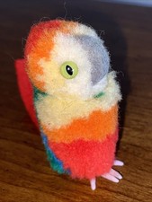 Steiff Woolen Miniature Green, Red, Yellow ,Orange Parrot Bird Lentil Button