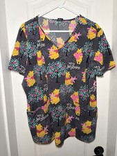 Winnie The Pooh Disney Very Huggable V-Neck Women's Scrubs Shirt