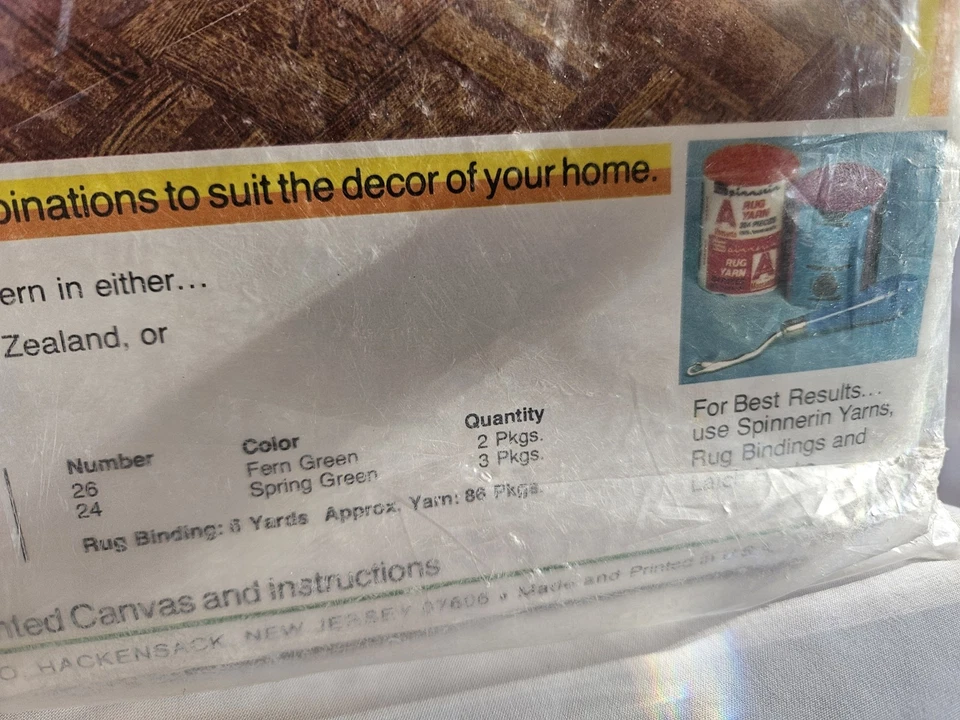 Vintage Spinnerin Latch Hook Rug Pattern Canvas Full Color Printed 34x58 Floral - Image 4 of 4