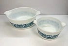 VINTAGE PYREX BLUE HORIZON 475-B 2.5 QT  & 473 1 QT CASSEROLE BOWLS