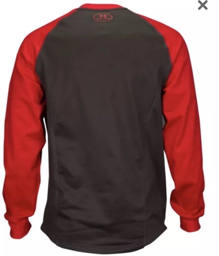 UNDER ARMOUR Baseball Training Henley Men s Long Sleeve Shirt Carbon Red