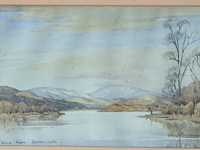 Original Aquarell Gemälde Loch Ken 1952 von Alan Charlson Browne RCA1903-1970