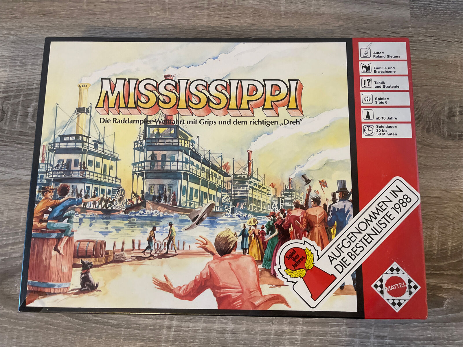 Mattel Mississippi Sammler Spiel des Jahres 1988 🎲 Vintage Brettspiel Holz NEU