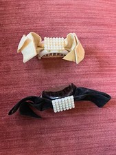 Vintage black and white bows with accents Barrettes 1950's