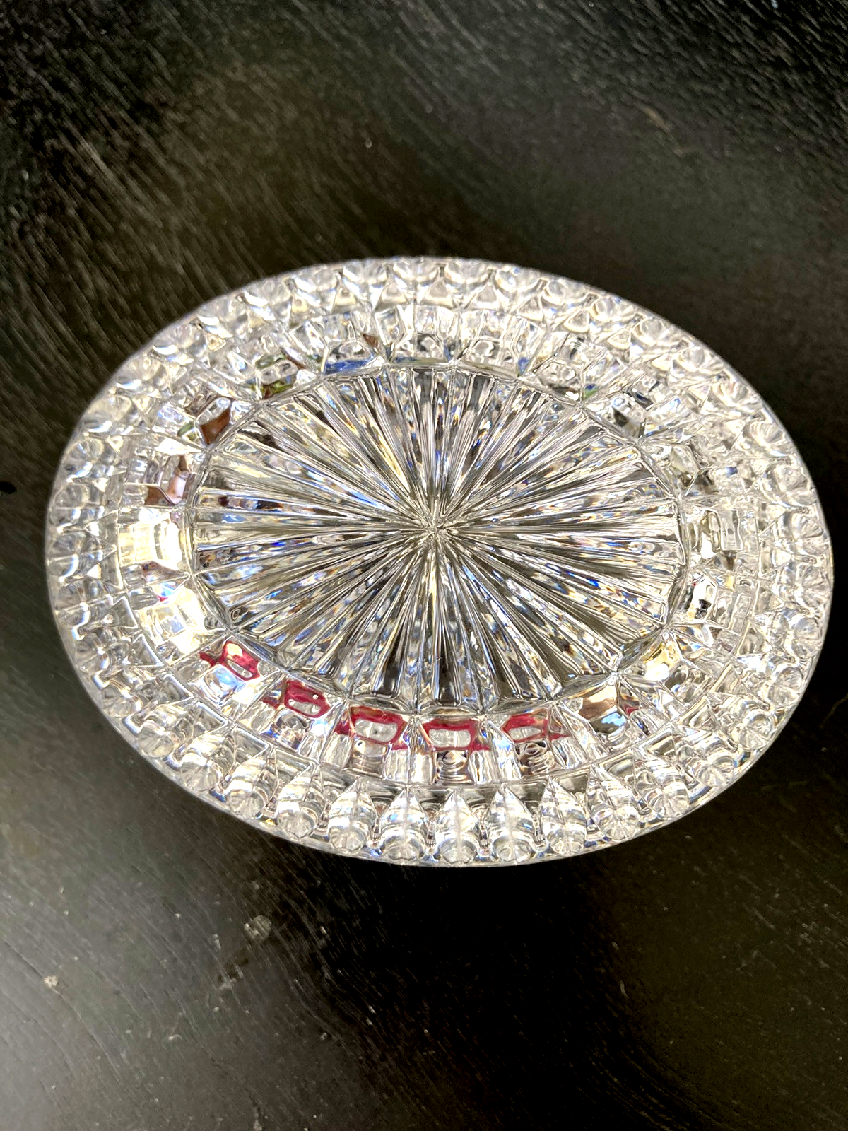 Lenox Crystal Vintage Oval Trinket Jewelry Box 1980's BEAUTIFUL lots of Sparkle!