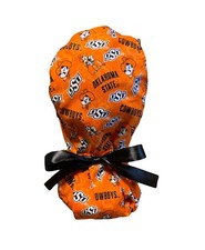 Oklahoma State University, OSU Medical Hat, Ponytail Nurse Scrub Cap SATIN LINED