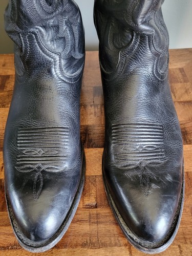 Tony Lama VTG CZ820 Ol' Buck Black Leather Pull On Cowboy Western Boots Men 9.5 - Picture 5 of 9