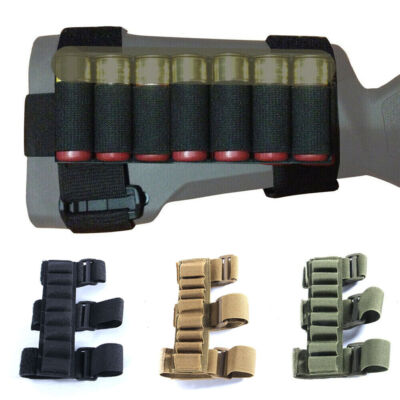 8 Round 12/20 Gauge Shotgun Shell Holder Ammo Pouch Buttstock Holder for Hunting