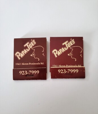 Papa Joe's Restaurant Akron Ohio Matchbook - Pasta Fish Steaks - Set of 2