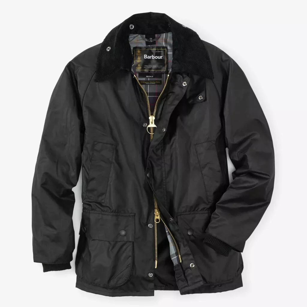 Men's Barbour Bedale Waxed Cotton Jacket Size 40 in Black