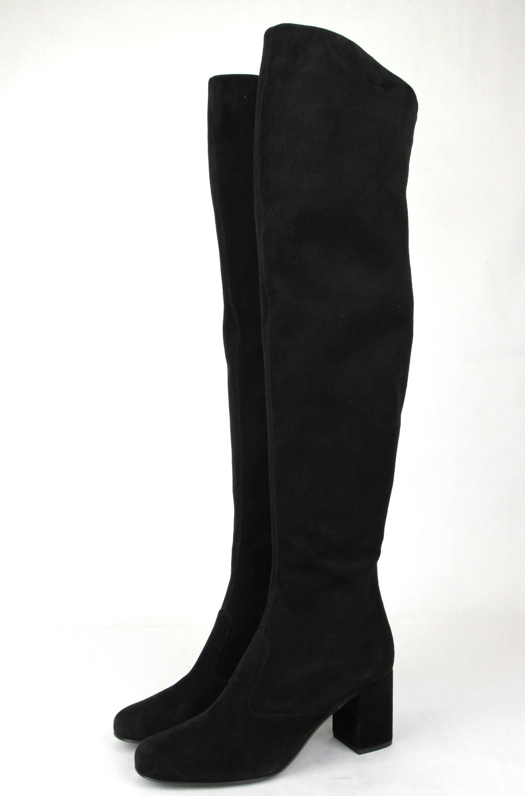 Stivali sopra il ginocchio YSL Saint Laurent neri scamosciati BB 70 $1595 393826 1000