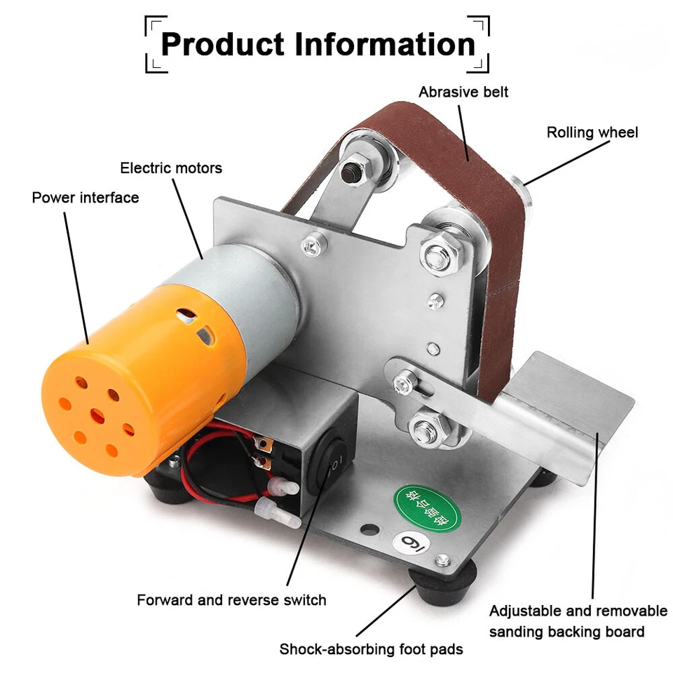 Electric Belt Sander Grinder Polishing Machine Grinding Bench DIY Sharpener Tool - Image 3 of 4
