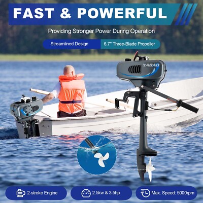 3.5 HP Outboard Motor 2 Stroke Boat Strong Engine with Air Cooling System USA