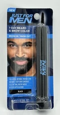 JUST FOR MEN  1-Day Beard & Brow BLACK Color Brush- In/ Wash Out Gray Coverage